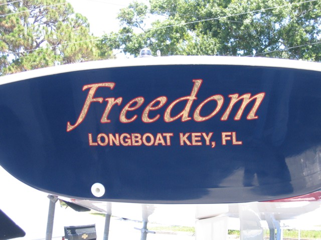 Recreational Vehicle Lettering for Freedom Longboat Key FL. CLICK HERE to return to main portfolio page.