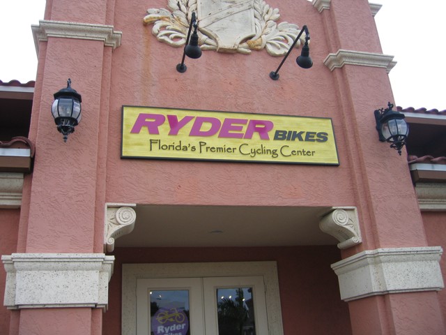 Sandblasted Wall Sign for Ryder Bikes. CLICK HERE to return to main portfolio page.