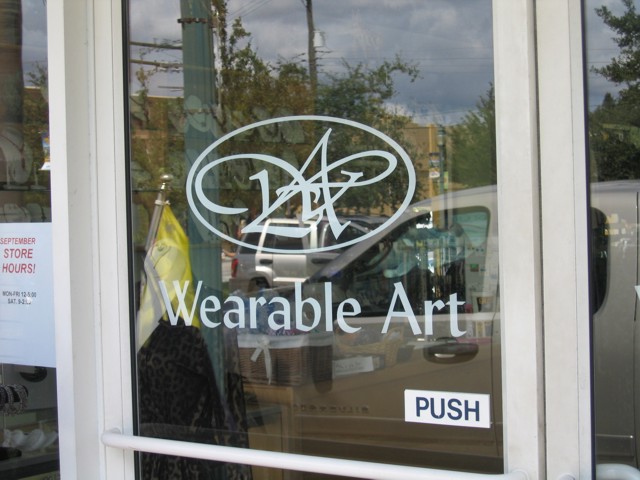 Door Vinyl Lettering & Graphics for Wearable Art. CLICK HERE to return to main portfolio page.