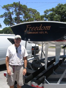 Recreational vehicle lettering for 'Freedom' of Longboat Key, FL. To see more recreational vehicle lettering & graphics like this, CLICK HERE to view the recreational vehicle lettering & graphics section of our Portfolio page.