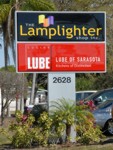 Pylon Sign for The Lamplighter Shop Inc & Lube of Sarasota. CLICK HERE to see this photo full size.