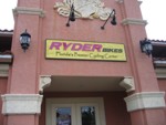 Sandblasted Wall Sign for Ryder Bikes. CLICK HERE to see this photo full size.